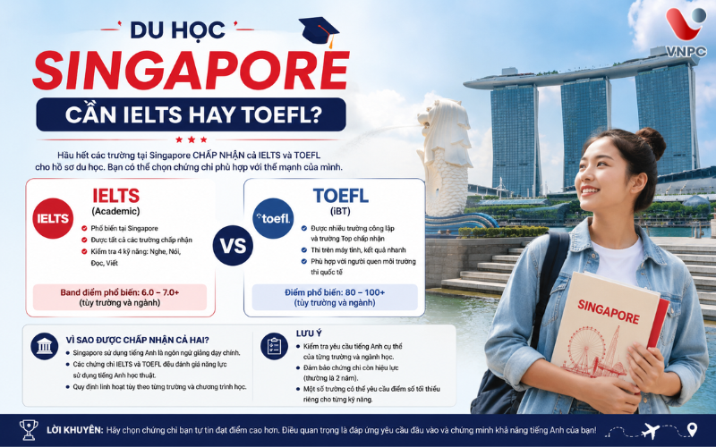 Du học Singapore cần IELTS hay TOEFL?